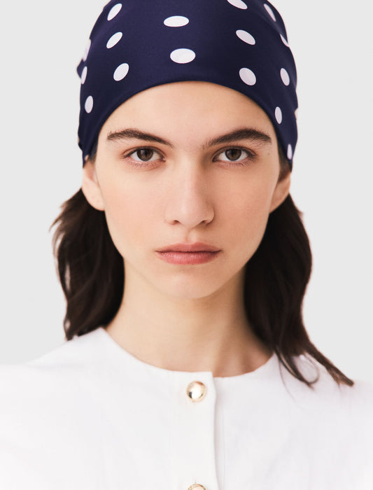Silk polka dot bandana Navy Dots Print