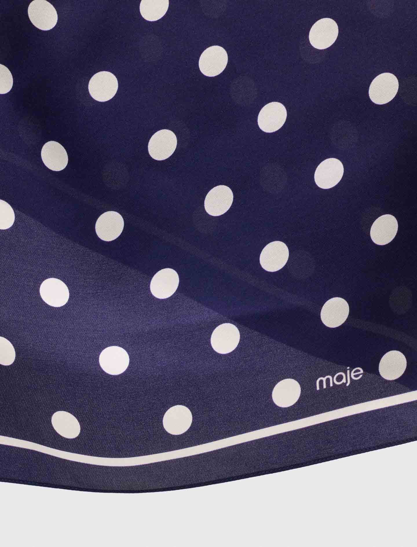 Silk polka dot bandana Navy Dots Print