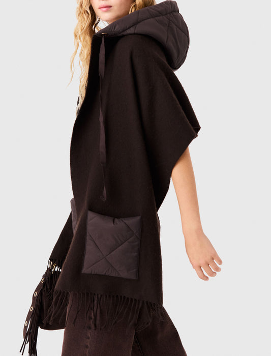 Hooded wool scarf Brown