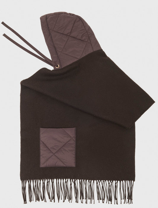 Hooded wool scarf Brown