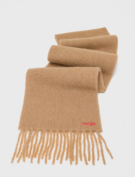 Wool and alpaca blend scarf Camel