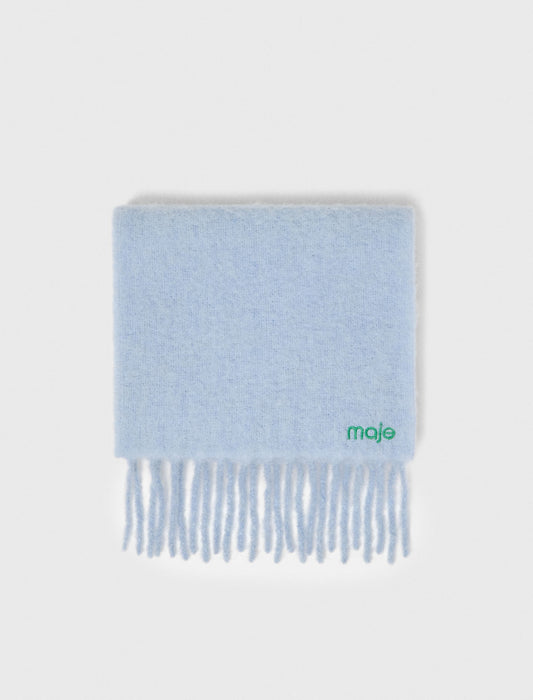 Wool and alpaca blend scarf Blue Sky
