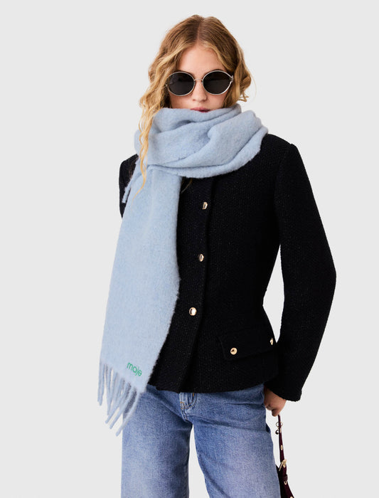 Wool and alpaca blend scarf Blue Sky