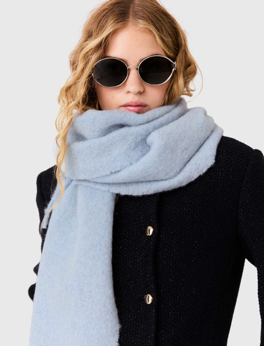 Wool and alpaca blend scarf Blue Sky