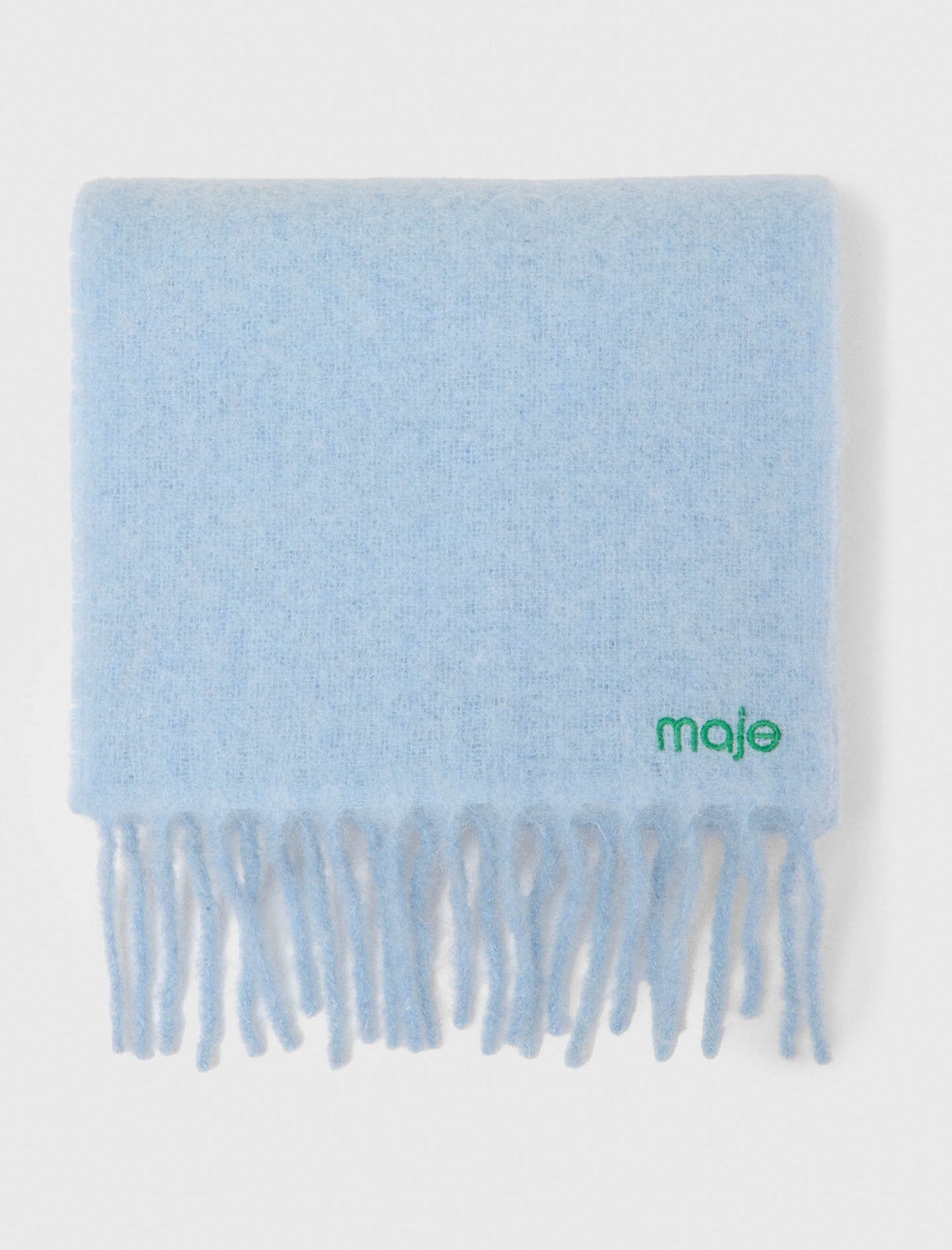 Wool and alpaca blend scarf Blue Sky