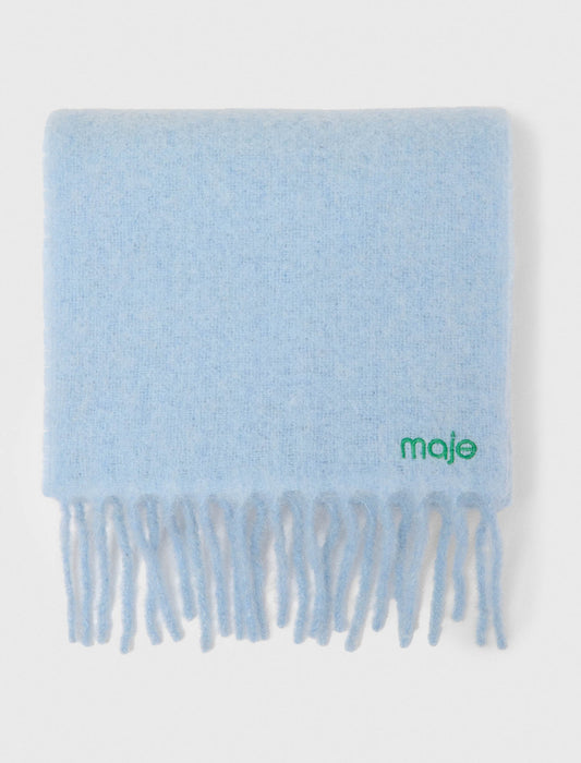 Wool and alpaca blend scarf Blue Sky