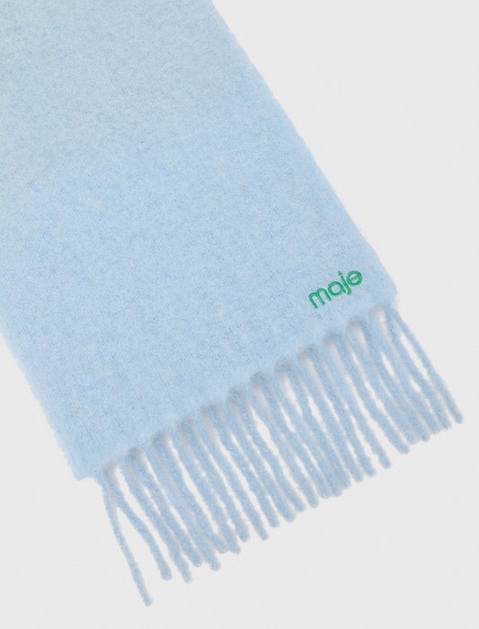 Wool and alpaca blend scarf Blue Sky