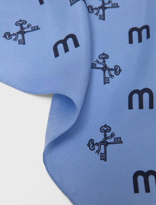 Equestrian motif silk scarf Blue