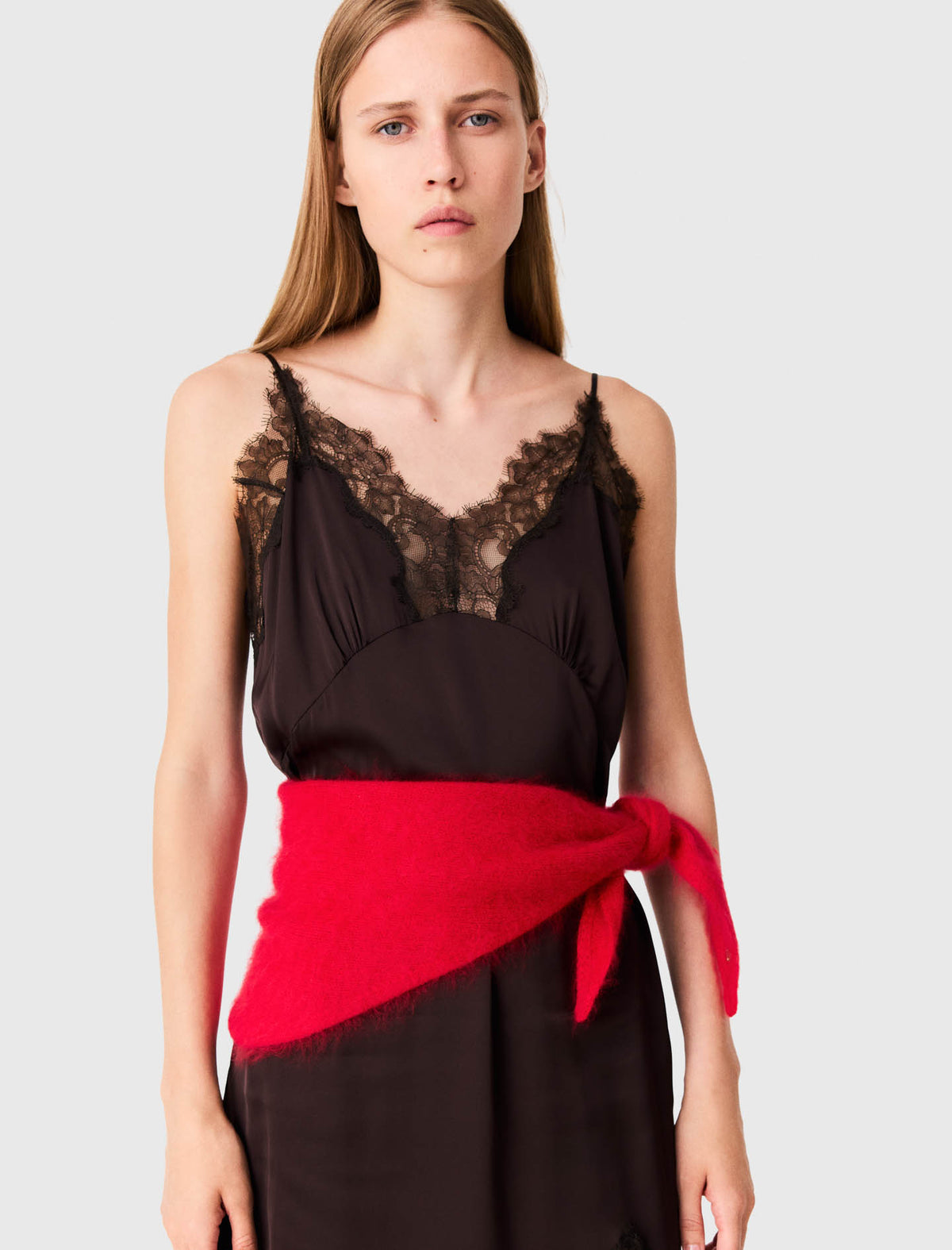 Wool triangle scarf Red