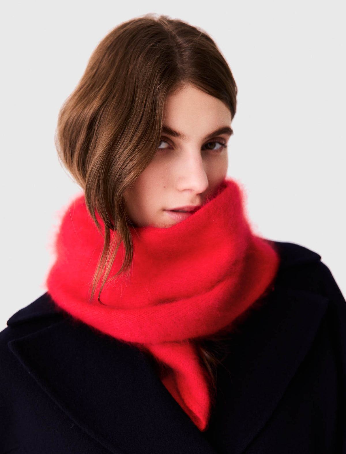 Wool triangle scarf Red