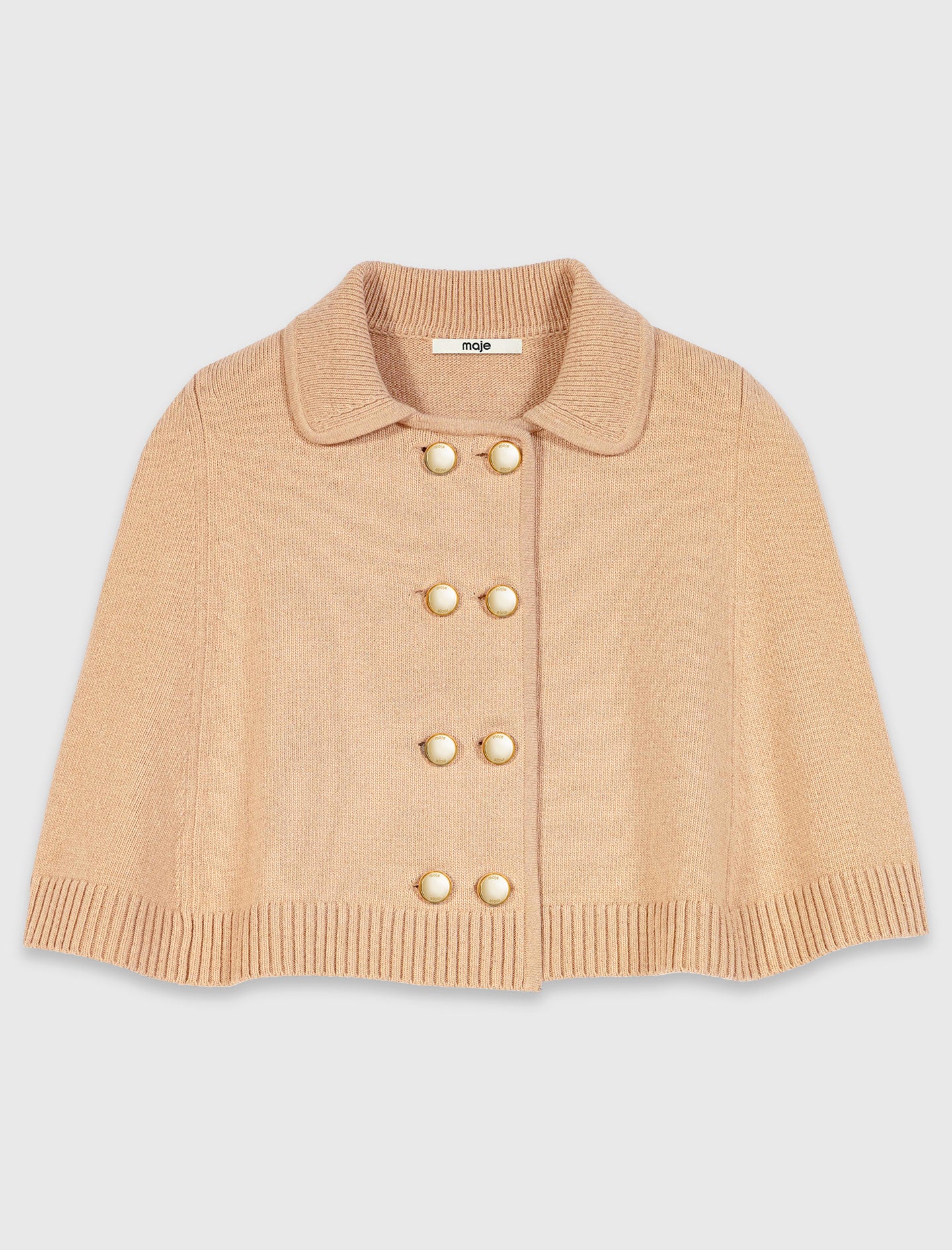 Wool blend mini cape Beige