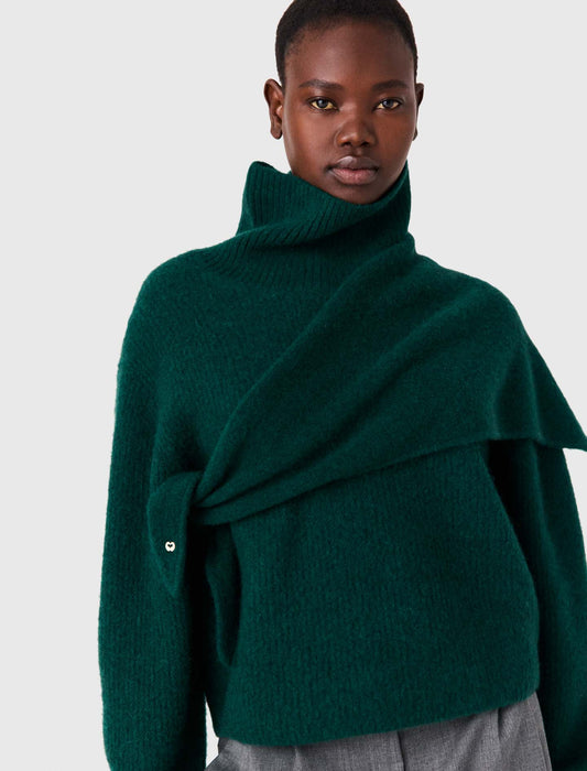 Yak blend triangle scarf Bottle Green