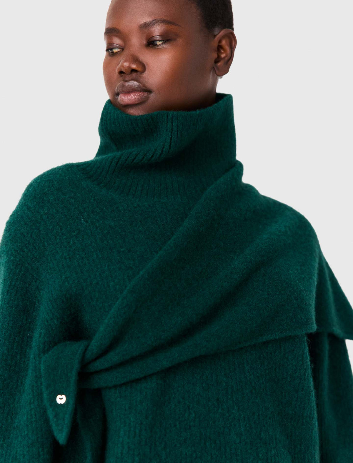 Yak blend triangle scarf Bottle Green