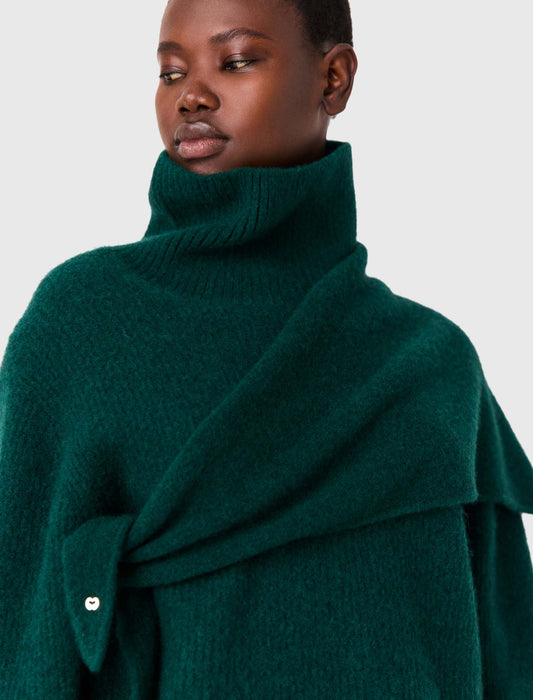 Yak blend triangle scarf Bottle Green
