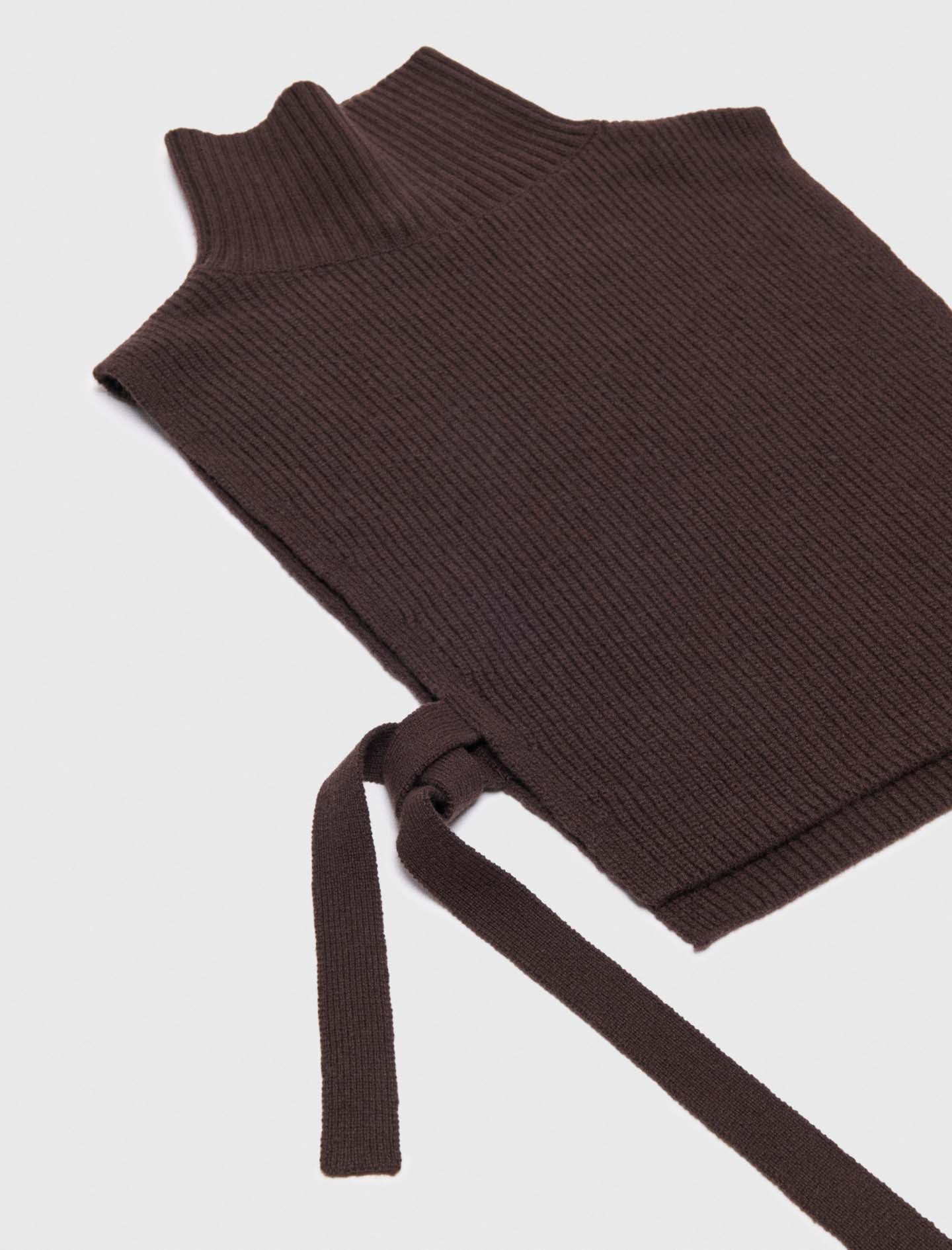 Wool and cashmere collar Dark Brown