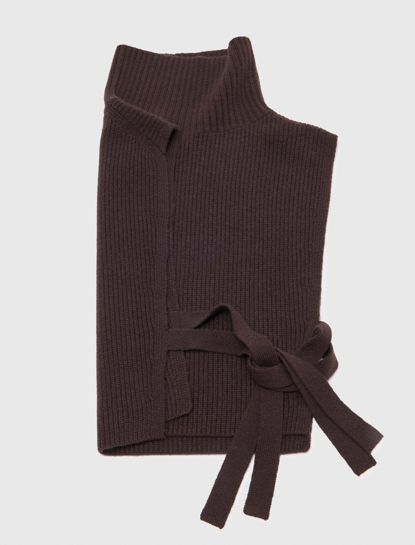Wool and cashmere collar Dark Brown