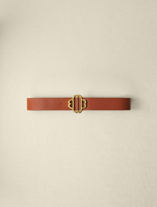 Camel featured LEATHER BELT WITH CLOVER LOGO