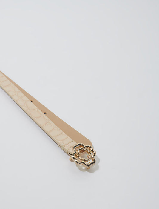 Glossy Beige  -Patent Leather Clover Belt