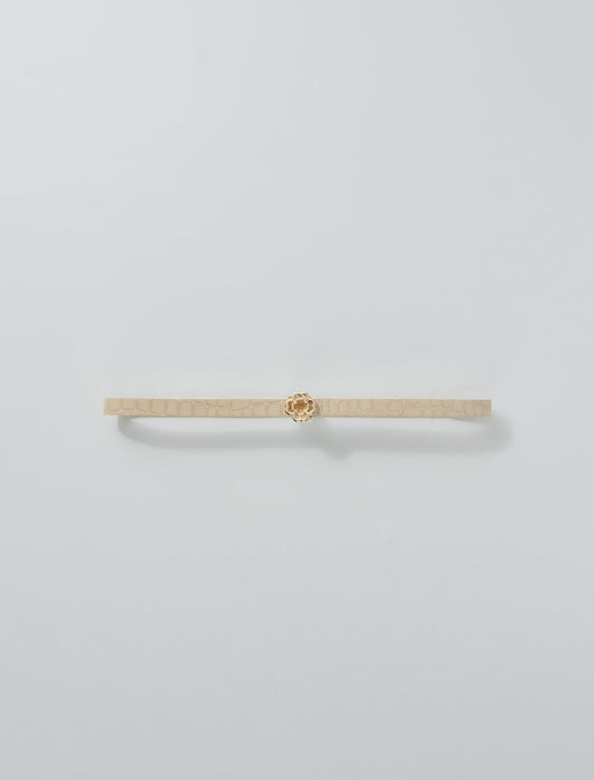 Glossy Beige featured-Patent Leather Clover Belt