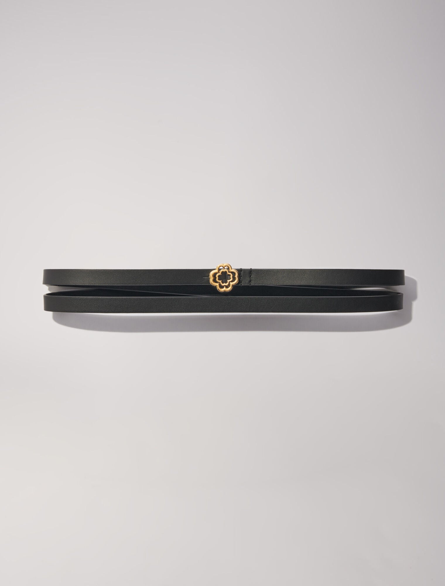 Black  -Slim double leather belt