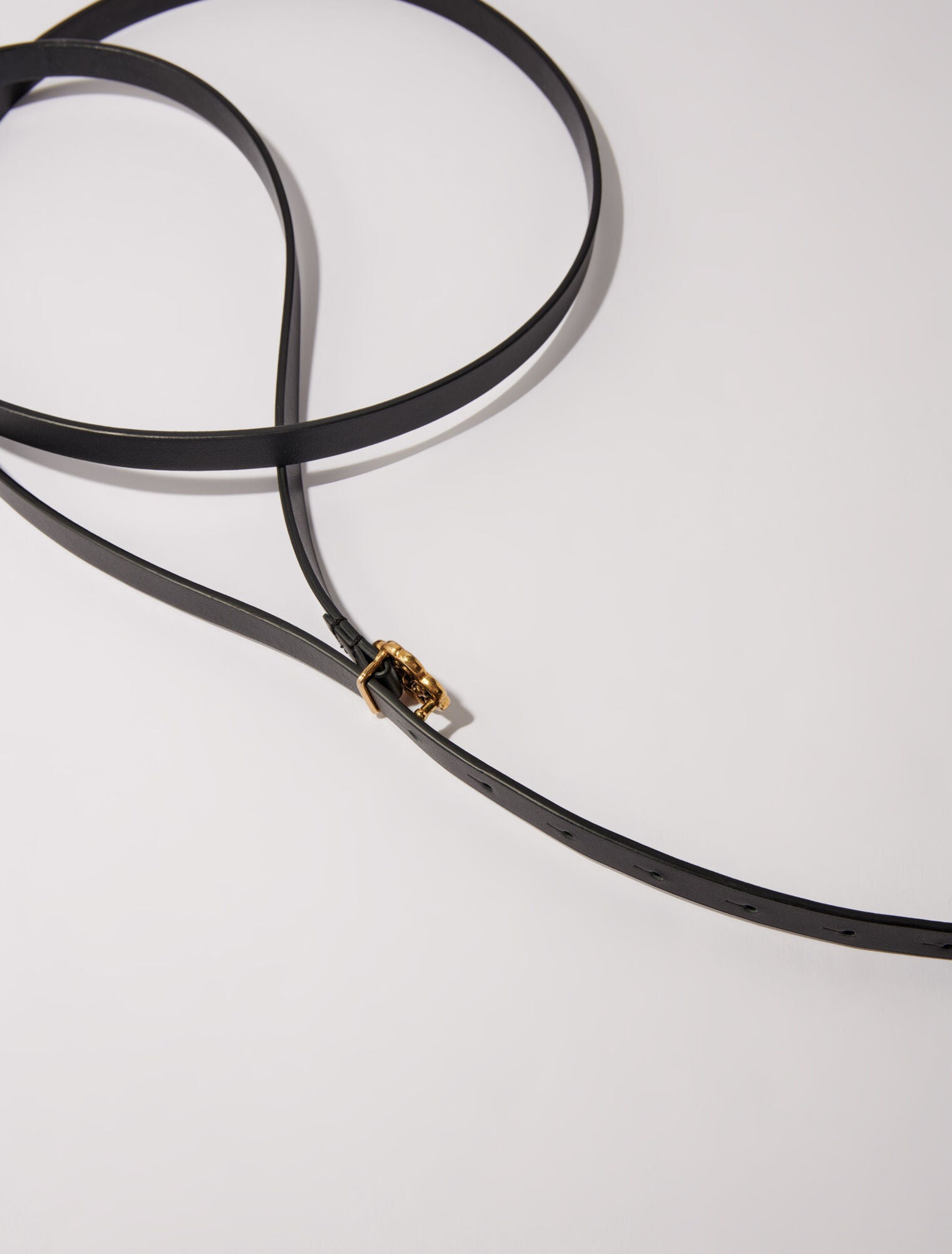 Black  -Slim double leather belt