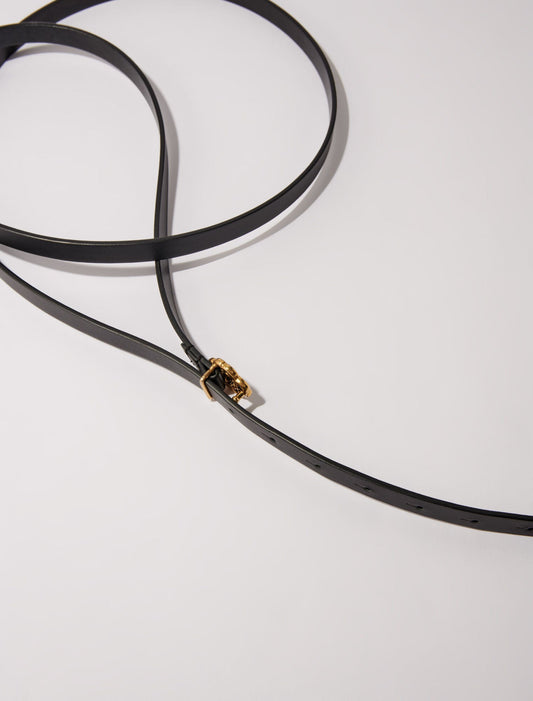 Black  -Slim double leather belt