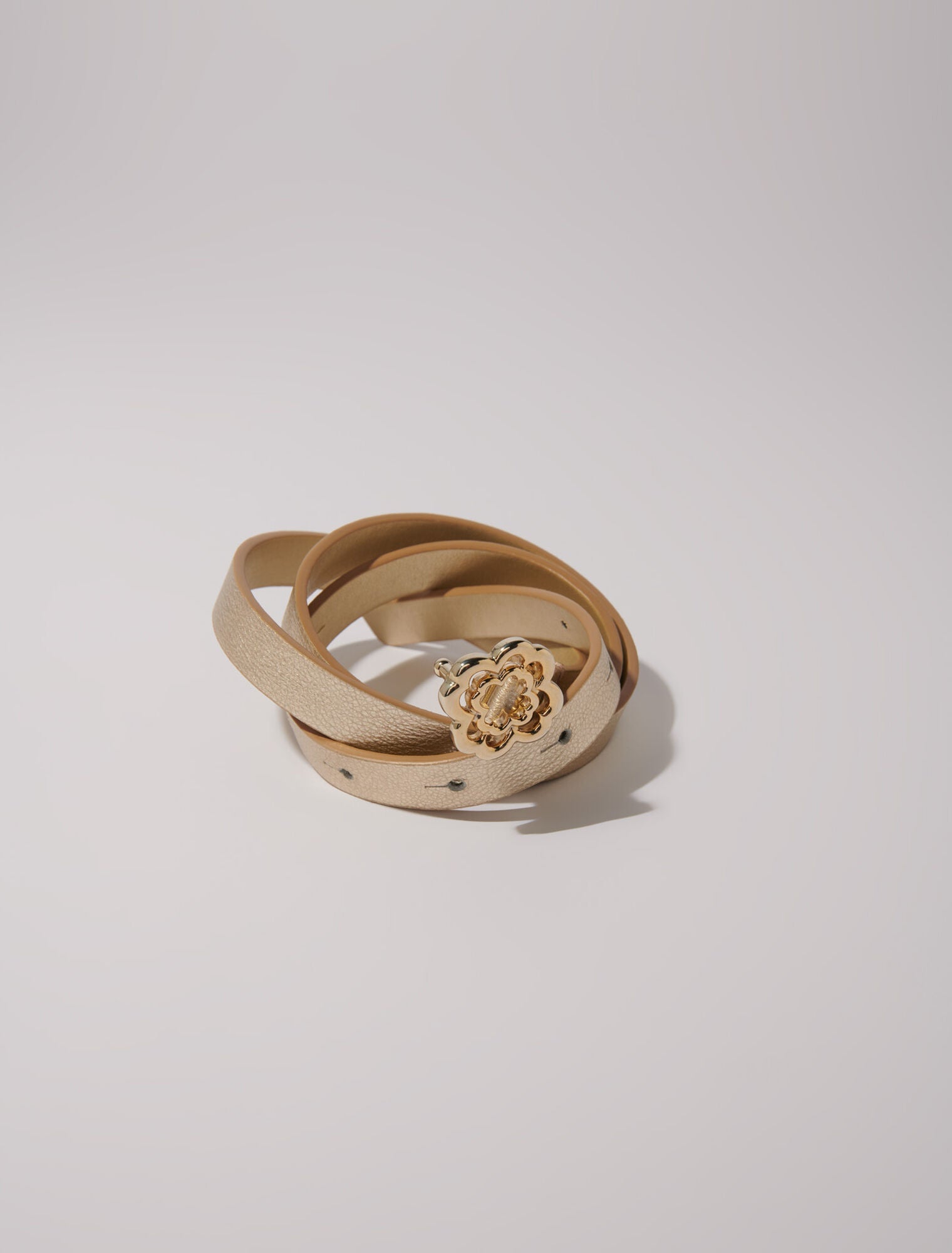 Light Gold  -Slim belt with Clover buckle
