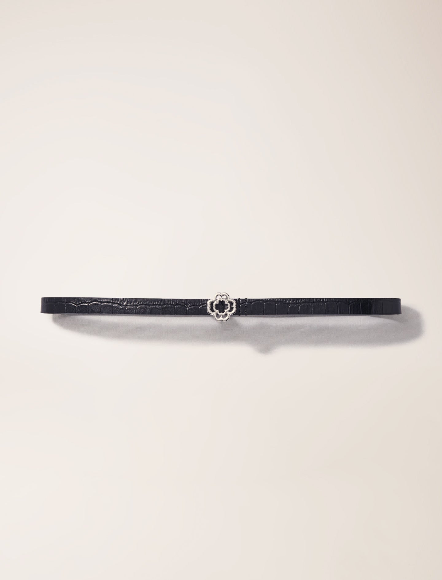 Black-featured-Slim Clover Belt