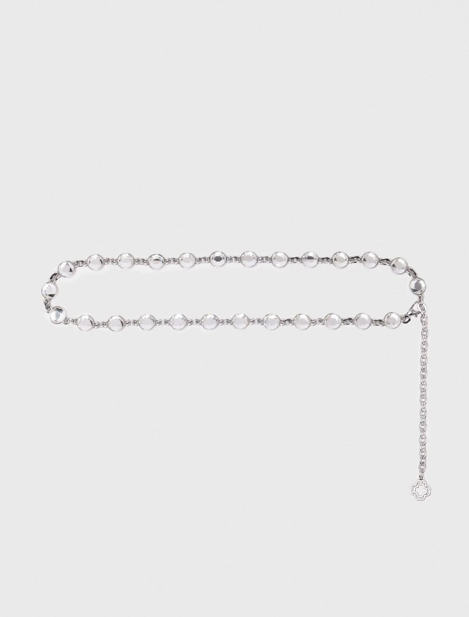 Rhinestone chain belt Silvery