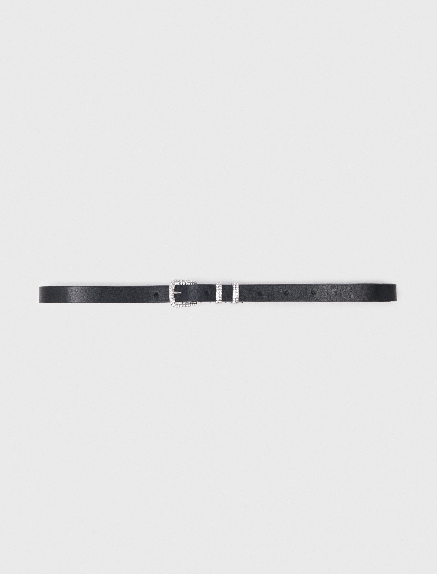 Slim belt with diamanté buckle Black