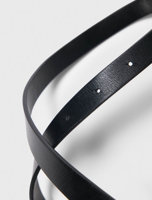 Slim belt with diamanté buckle Black