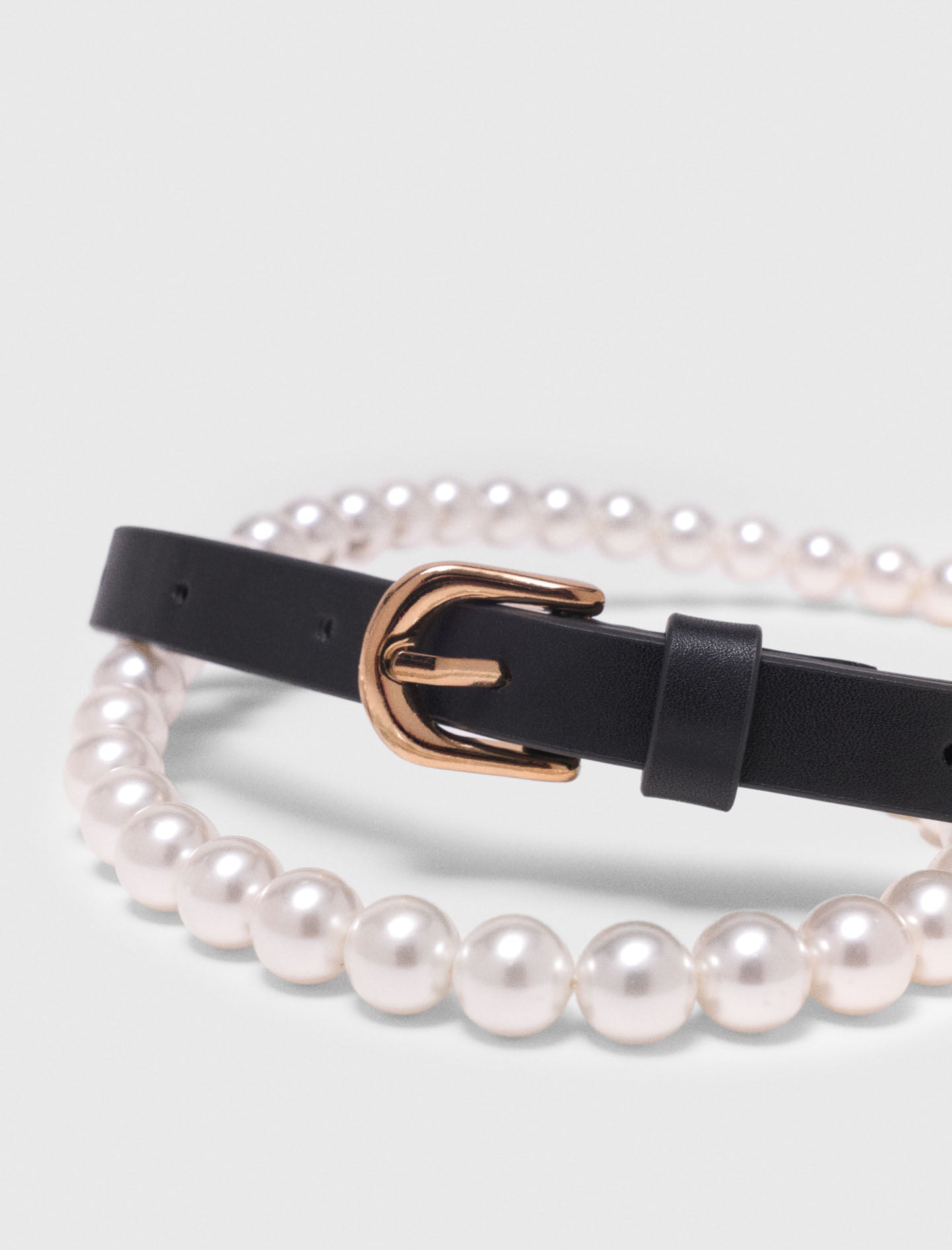 Mixed Bead And Leather Belt BLACK