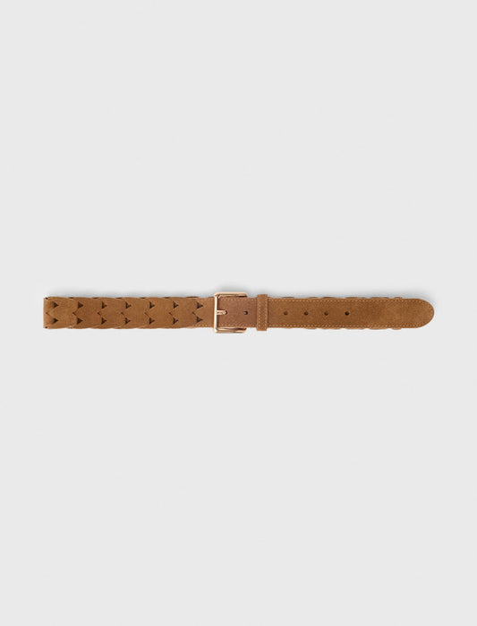 Braided suede belt Camel