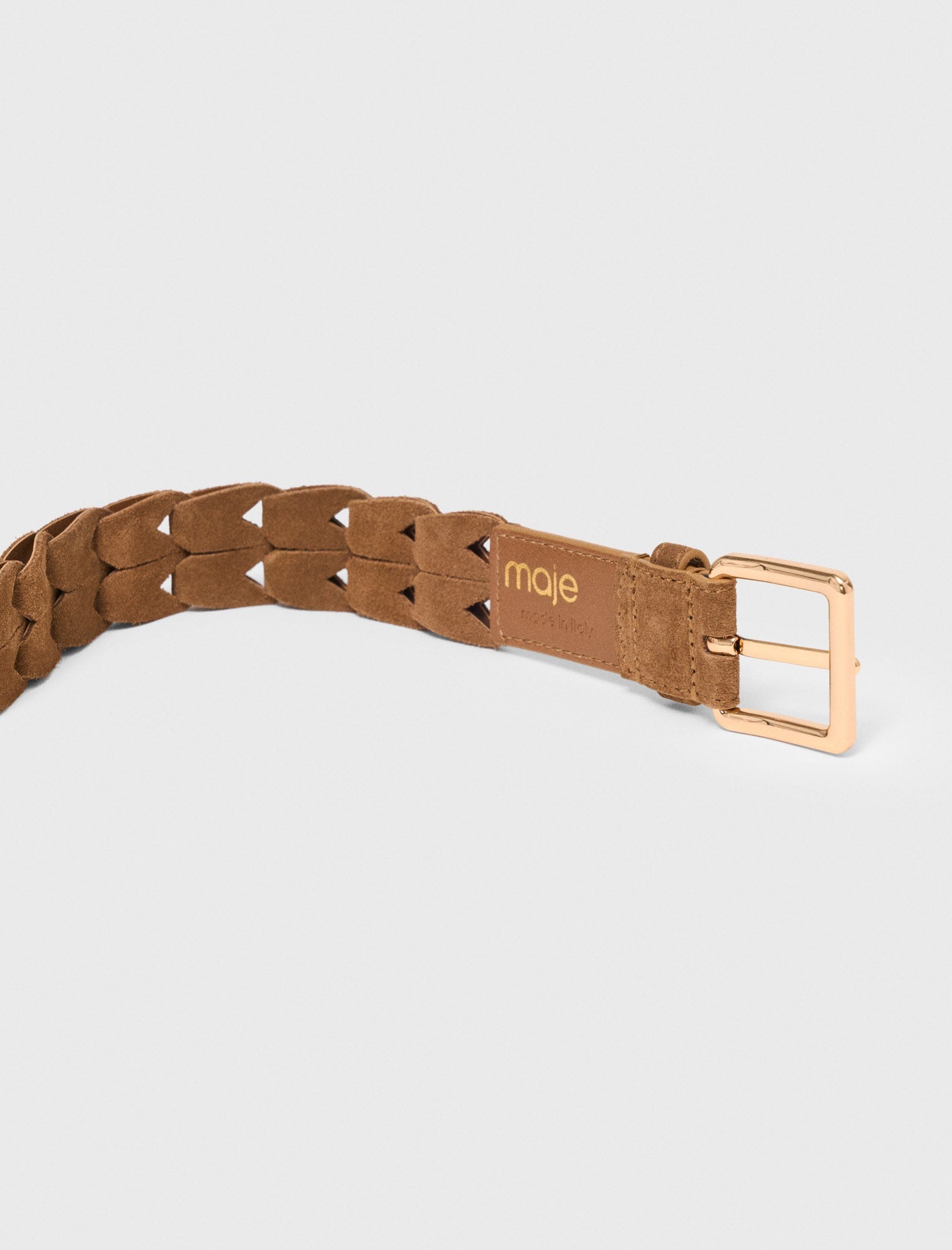 Braided suede belt Camel