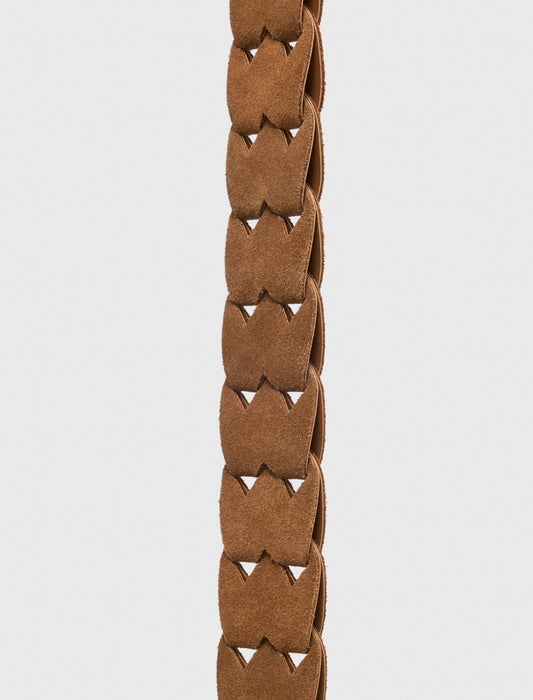 Braided suede belt Camel