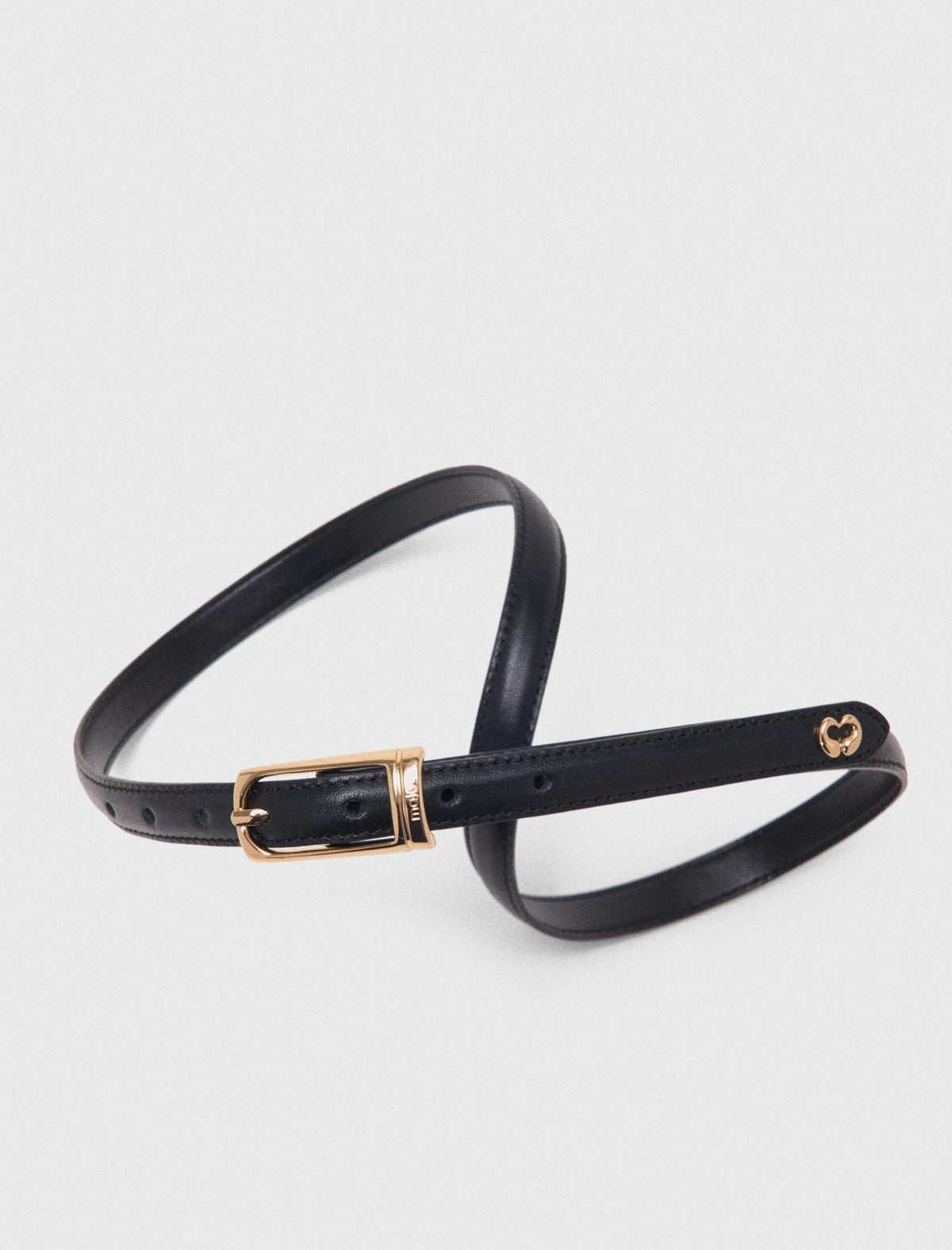 Slim leather belt Black