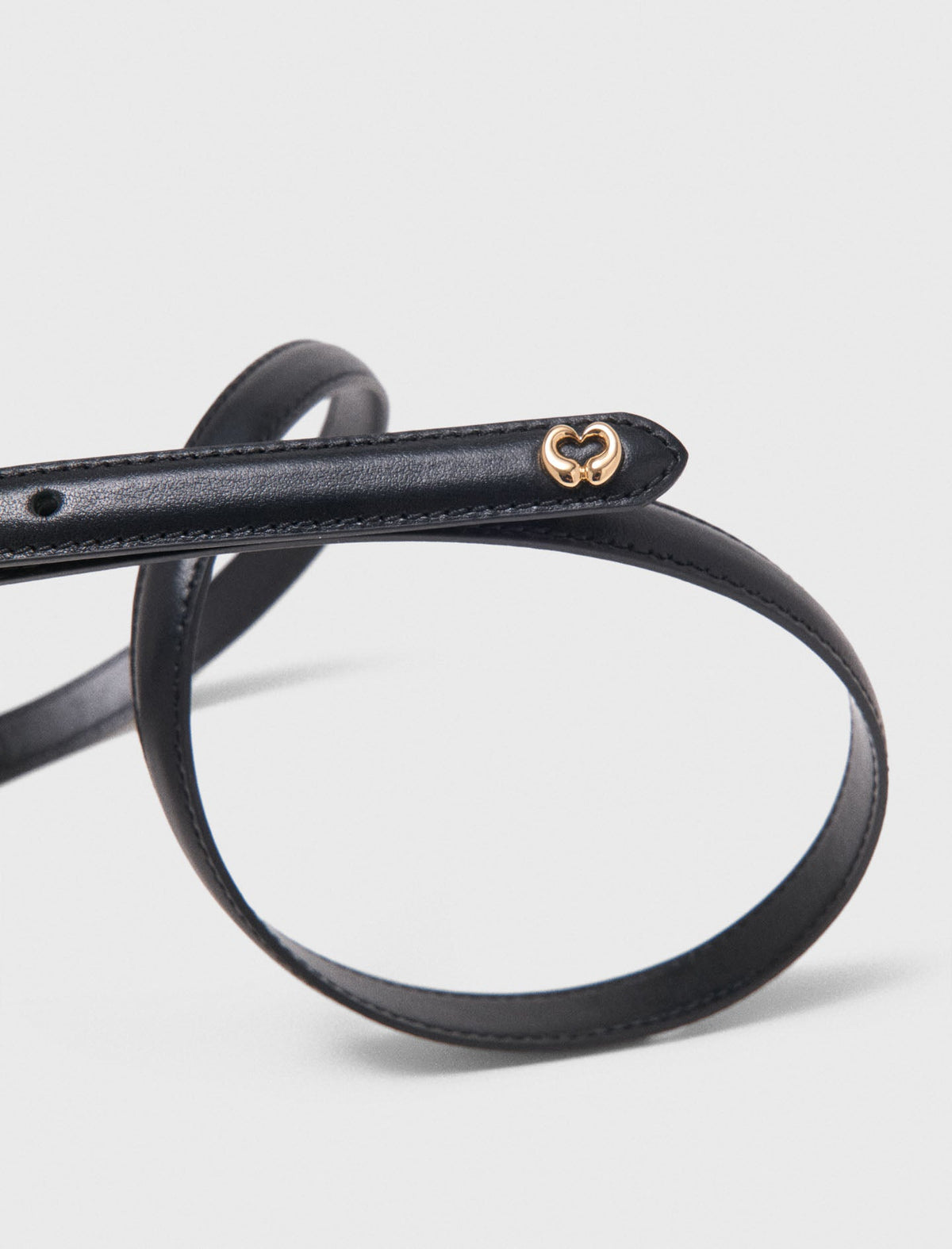 Slim leather belt Black