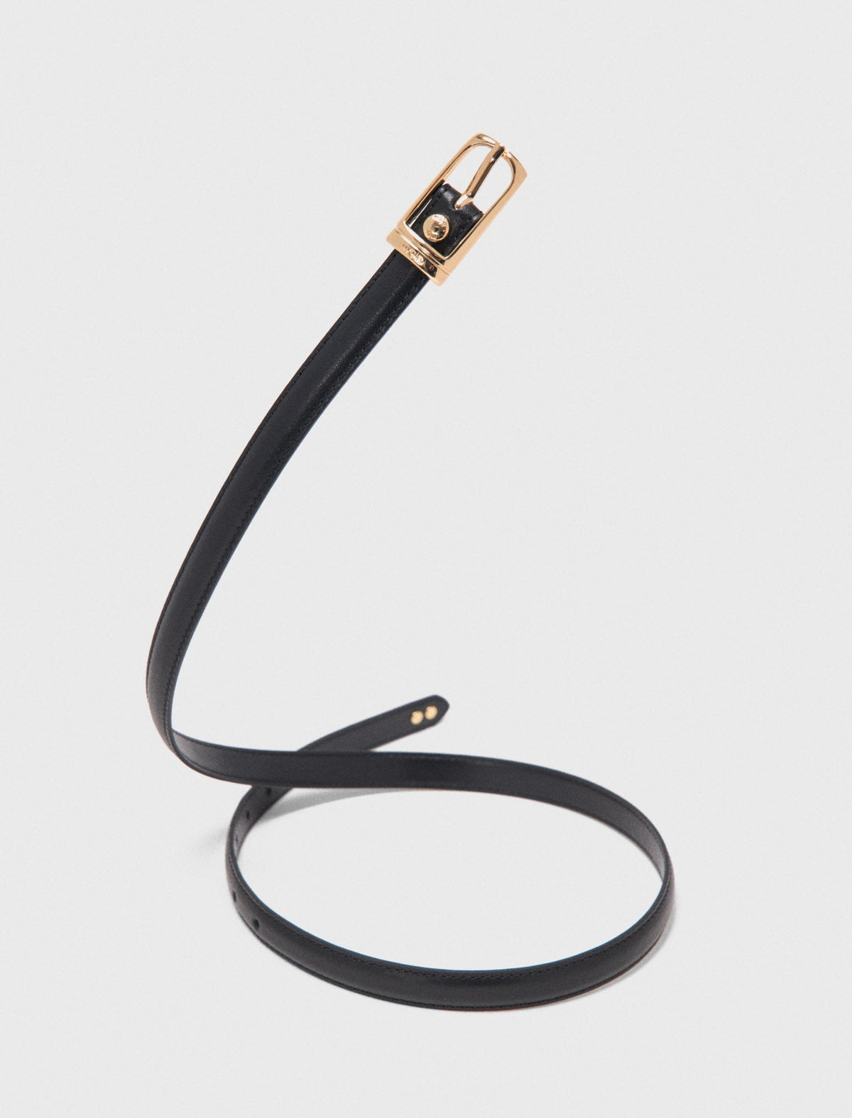 Slim leather belt Black