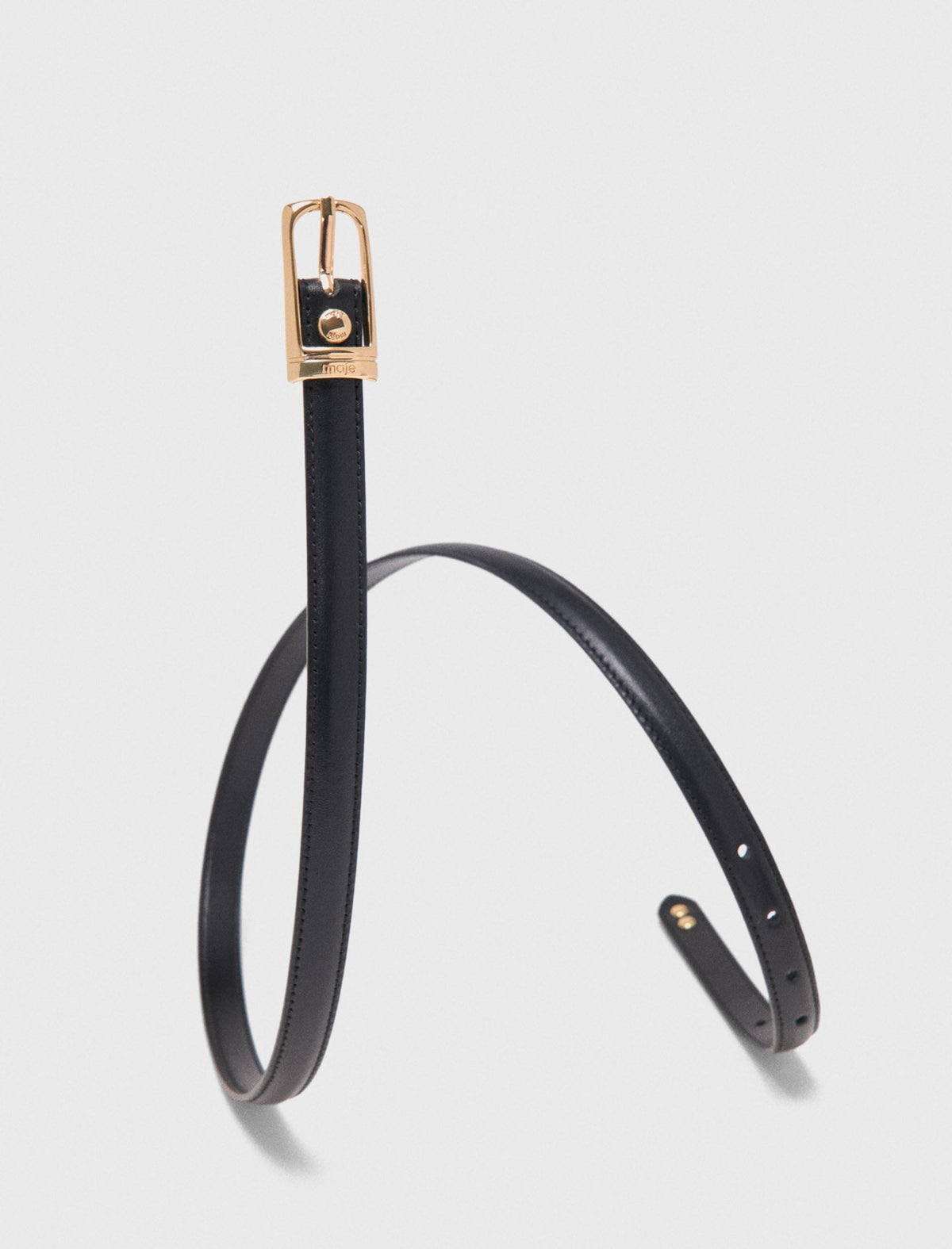 Slim leather belt Black