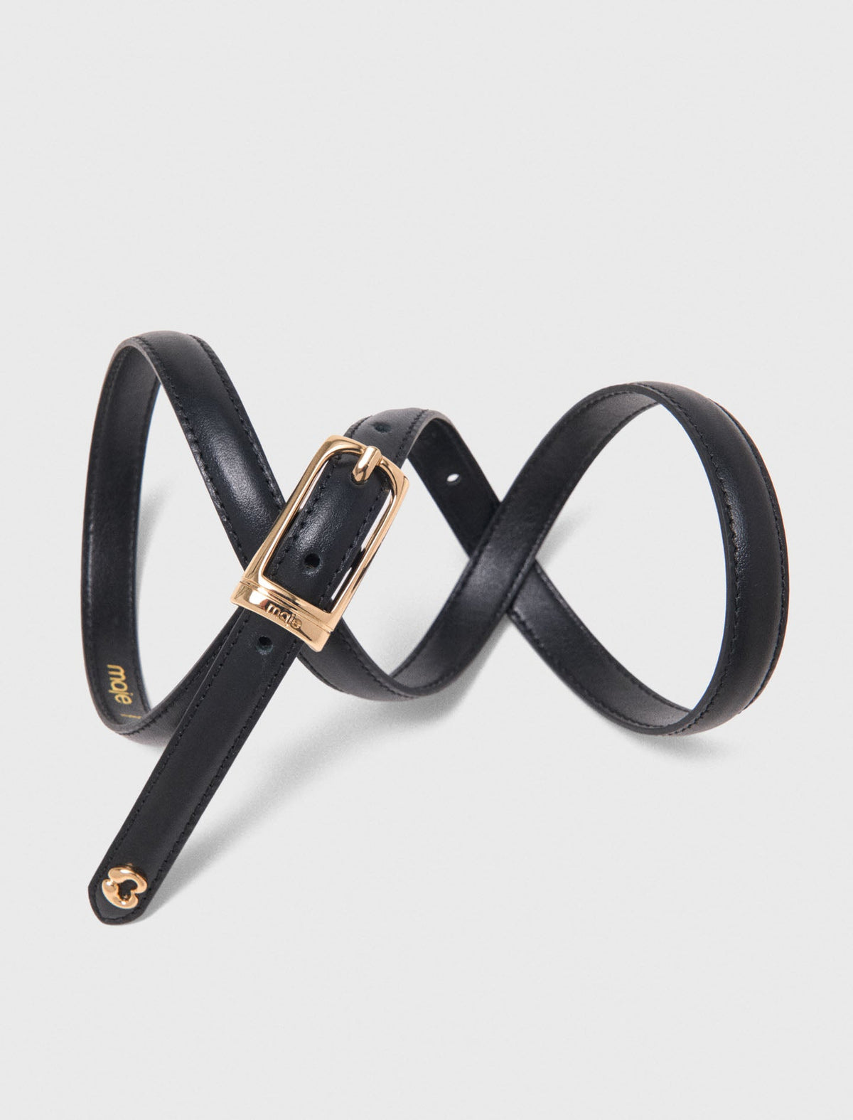 Slim leather belt Black