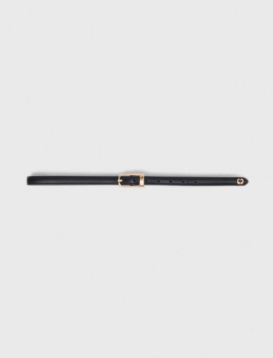 Slim leather belt Black