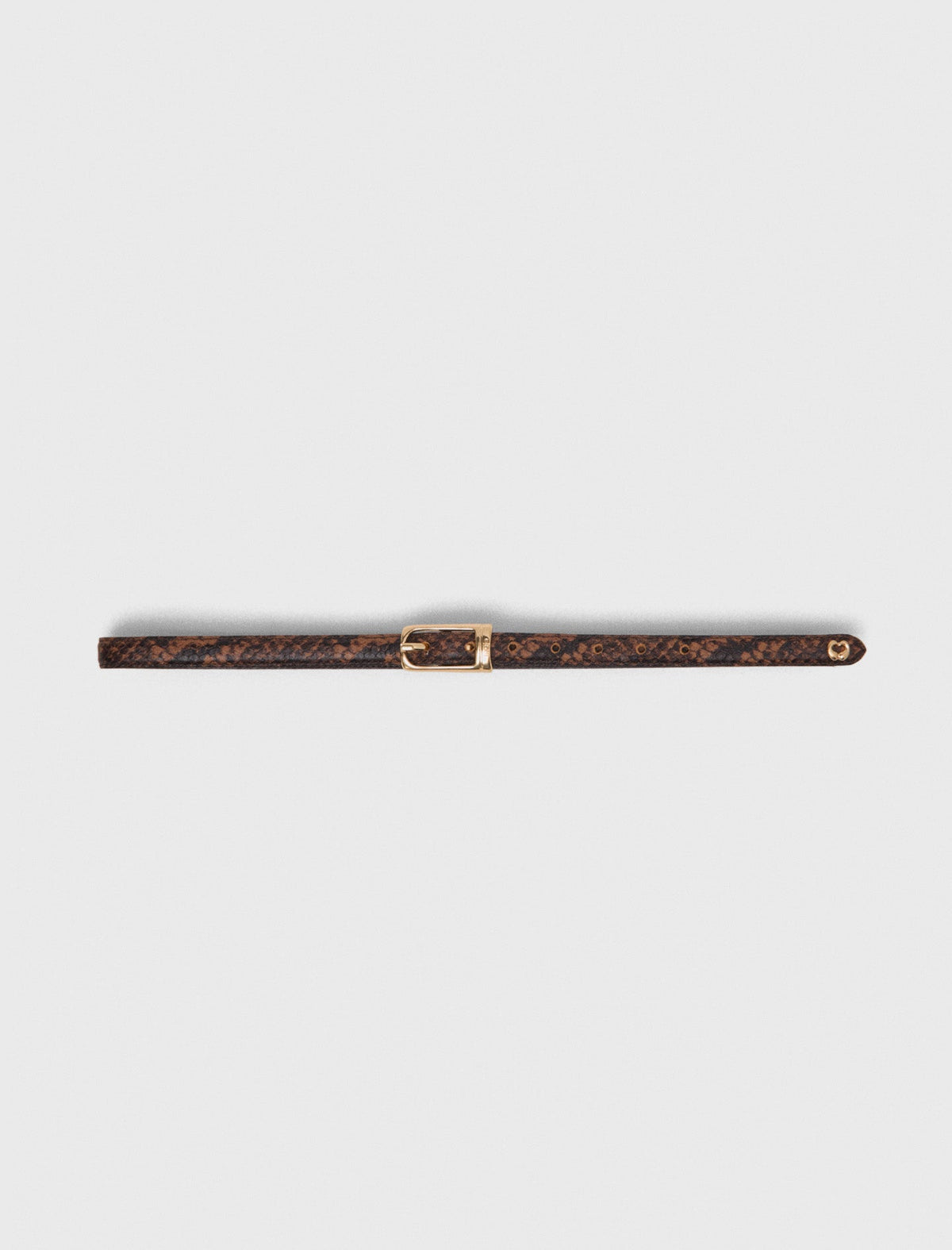 Slim embossed leather belt Brown Snake Print