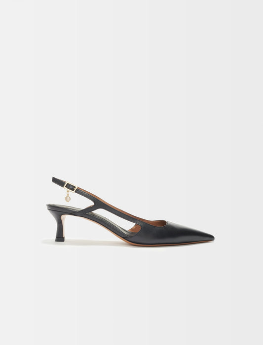 Black-featured-POINTED-TOE PUMPS WITH STRAPS