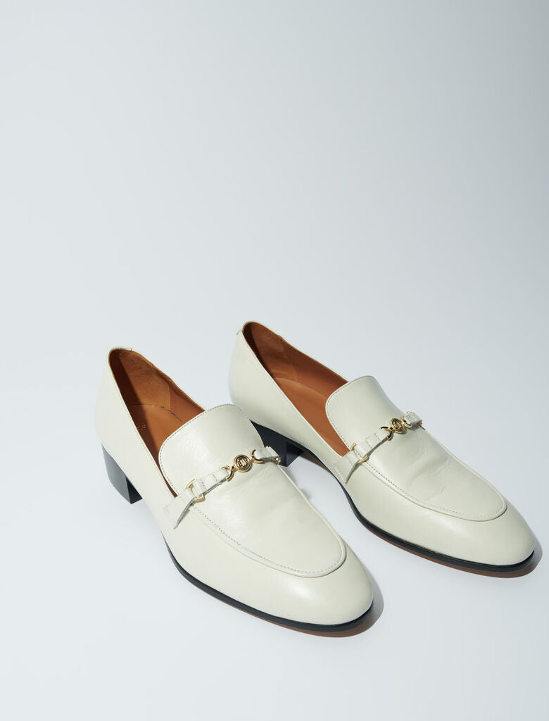 Ecru  -Leather loafers