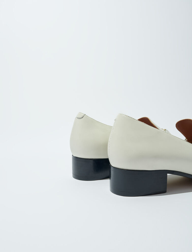 Ecru  -Leather loafers