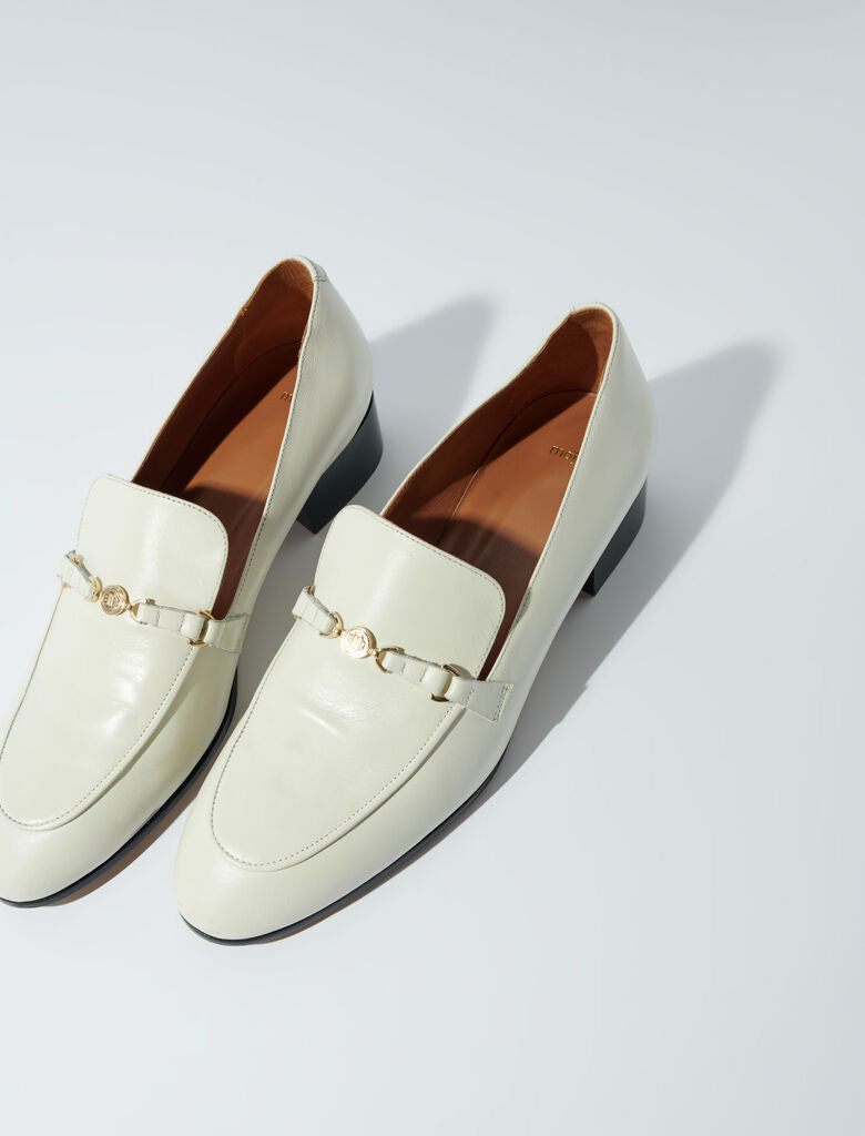 Ecru  -Leather loafers