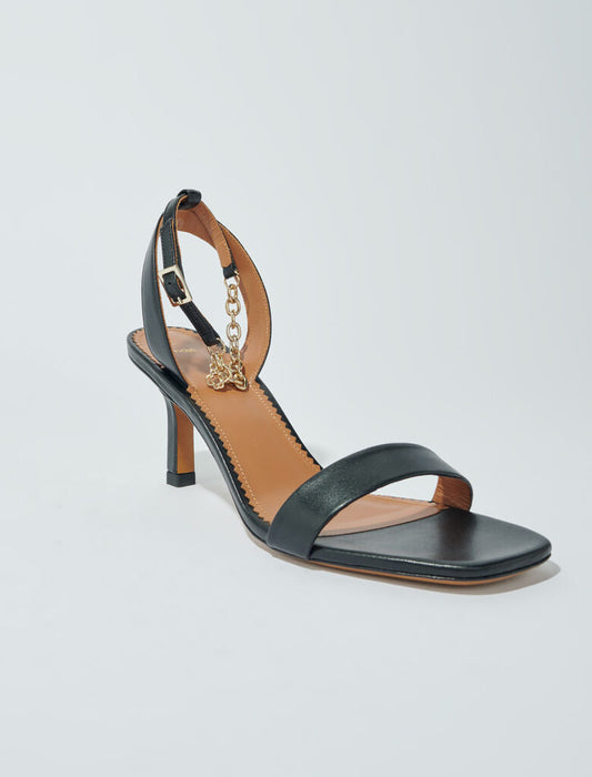Black-Leather sandals with heels