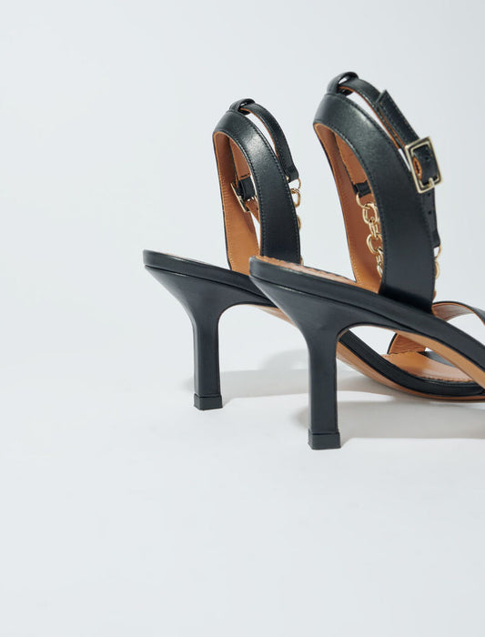 Black-Leather sandals with heels