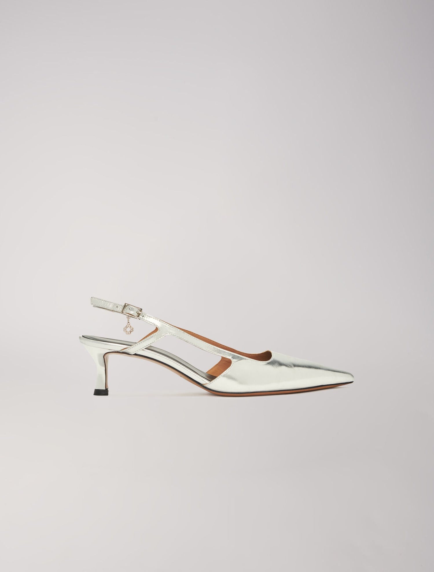 Silver featured-Silver leather strappy heels