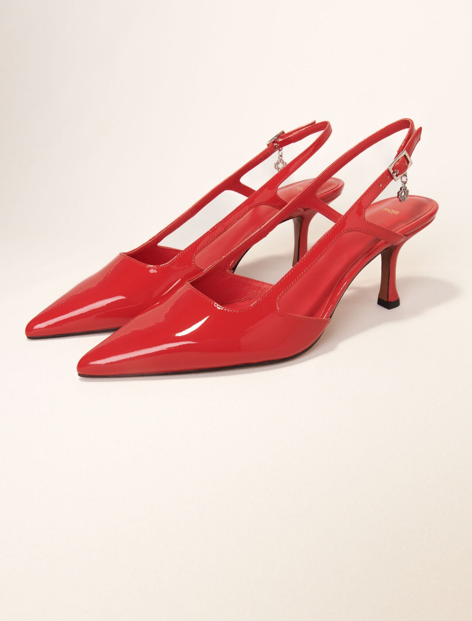 Red-Patent leather slingback pumps